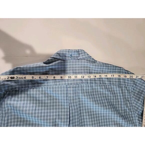 NORDSTROM SmartCare Men's Shirt Blue Gingham Check Wrinkle Free Short Sleeve - Picture 5 of 7